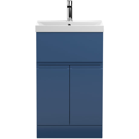 Hudson Reed Urban 500mm Freestanding Vanity Unit & Basin, 2 Doors, 1 Drawer Satin Blue URB301D