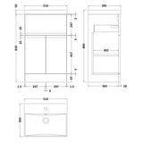 Hudson Reed Urban 500mm Freestanding Vanity Unit & Basin, 2 Doors, 1 Drawer Satin Blue URB301D LD