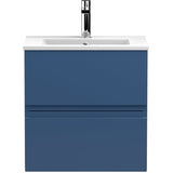 Hudson Reed Urban 500mm Wall Hung Vanity Unit & Basin, 2 Drawers Satin Blue URB302B