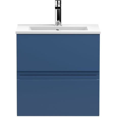 Hudson Reed Urban 500mm Wall Hung Vanity Unit & Basin, 2 Drawers Satin Blue URB302B