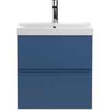 Hudson Reed Urban 500mm Wall Hung Vanity Unit & Basin, 2 Drawers Satin Blue URB302D
