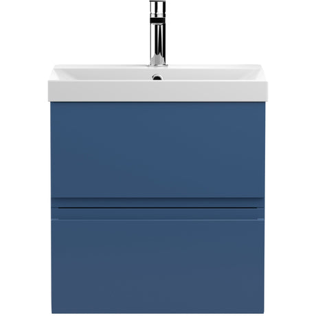 Hudson Reed Urban 500mm Wall Hung Vanity Unit & Basin, 2 Drawers Satin Blue URB302D