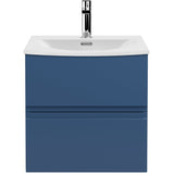 Hudson Reed Urban 500mm Wall Hung Vanity Unit & Basin, 2 Drawers Satin Blue URB302G