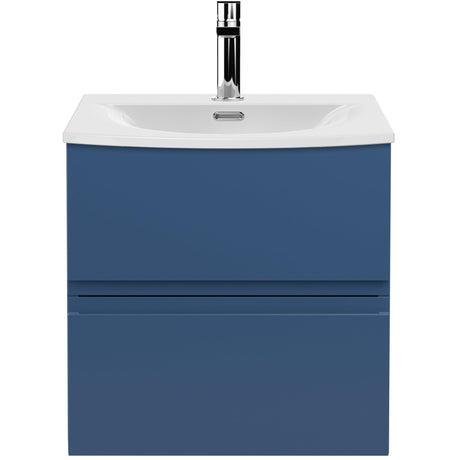 Hudson Reed Urban 500mm Wall Hung Vanity Unit & Basin, 2 Drawers Satin Blue URB302G
