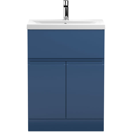 Hudson Reed Urban 600mm Freestanding Vanity Unit & Basin, 2 Doors, 1 Drawer Satin Blue URB303A