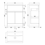 Hudson Reed Urban 600mm Freestanding Vanity Unit & Basin, 2 Doors, 1 Drawer Satin Blue URB303A LD