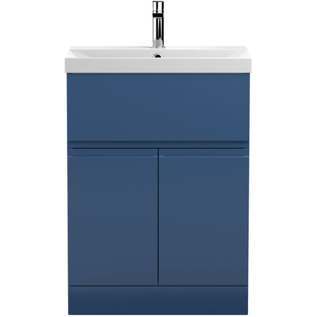 Hudson Reed Urban 600mm Freestanding Vanity Unit & Basin, 2 Doors, 1 Drawer Satin Blue URB303D