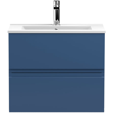 Hudson Reed Urban 600mm Wall Hung Vanity Unit & Basin, 2 Drawers Satin Blue URB304B
