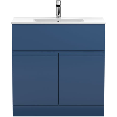 Hudson Reed Urban 800mm Freestanding Vanity Unit & Basin, 2 Doors, 1 Drawer Satin Blue URB305B