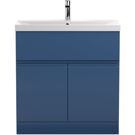 Hudson Reed Urban 800mm Freestanding Vanity Unit & Basin, 2 Doors, 1 Drawer Satin Blue URB305D