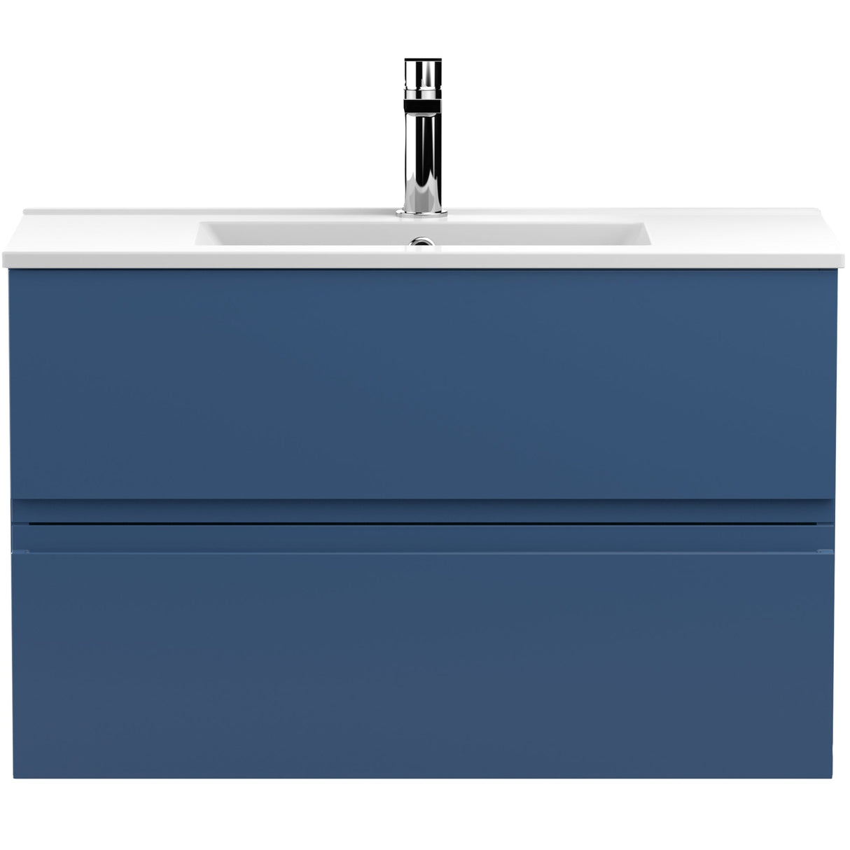 Hudson Reed Urban 800mm Wall Hung Vanity Unit & Basin, 2 Drawers Satin Blue URB306B