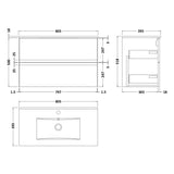 Hudson Reed Urban 800mm Wall Hung Vanity Unit & Basin, 2 Drawers Satin Blue URB306B LD
