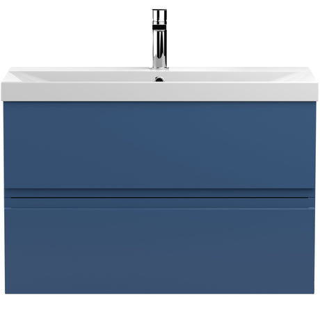 Hudson Reed Urban 800mm Wall Hung Vanity Unit & Basin, 2 Drawers Satin Blue URB306D