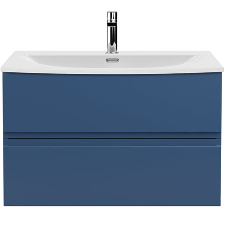 Hudson Reed Urban 800mm Wall Hung Vanity Unit & Basin, 2 Drawers Satin Blue URB306G