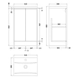 Hudson Reed Urban 500mm Freestanding Vanity Unit & Basin, 2 Doors Satin Blue URB307A LD