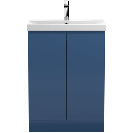 Hudson Reed Urban 600mm Freestanding Vanity Unit & Basin, 2 Doors Satin Blue URB308D