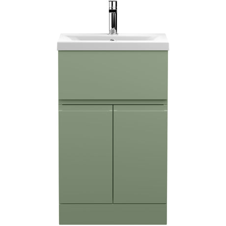 Hudson Reed Urban 500mm Freestanding Vanity Unit & Basin, 2 Doors, 1 Drawer Satin Green URB801A