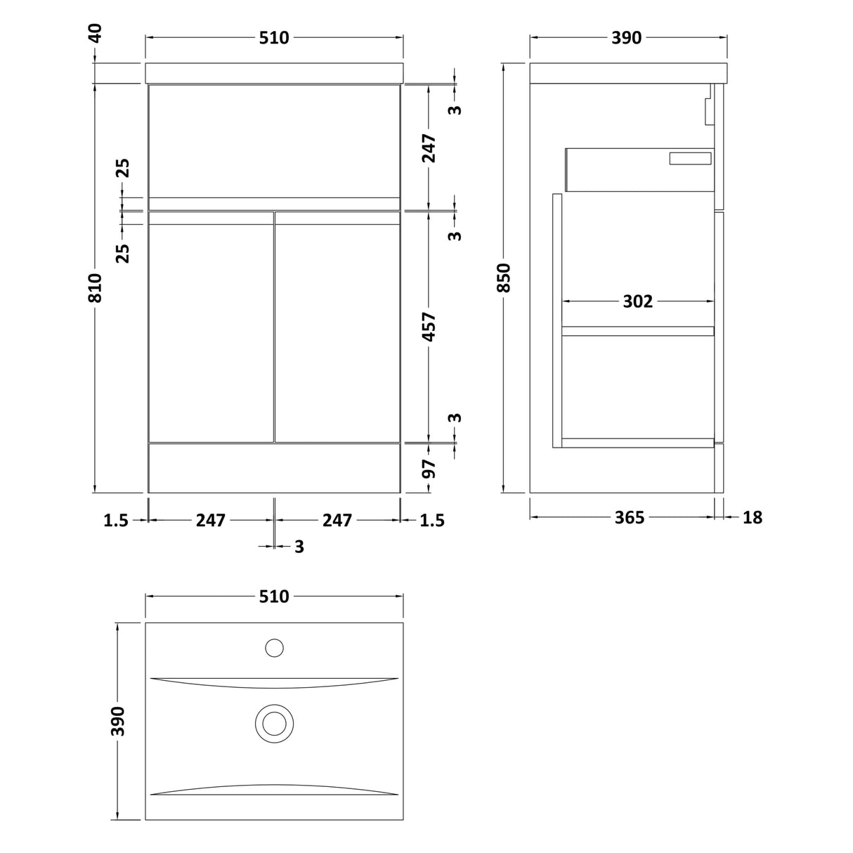 Hudson Reed Urban 500mm Freestanding Vanity Unit & Basin, 2 Doors, 1 Drawer Satin Green URB801A LD
