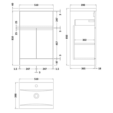 Hudson Reed Urban 500mm Freestanding Vanity Unit & Basin, 2 Doors, 1 Drawer Satin Green URB801A LD