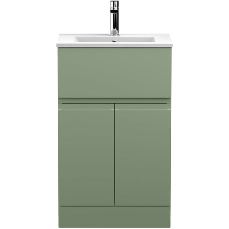 Hudson Reed Urban 500mm Freestanding Vanity Unit & Basin, 2 Doors, 1 Drawer Satin Green URB801B