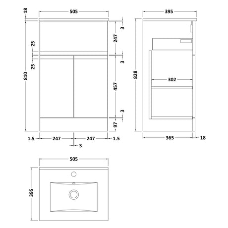 Hudson Reed Urban 500mm Freestanding Vanity Unit & Basin, 2 Doors, 1 Drawer Satin Green URB801B LD