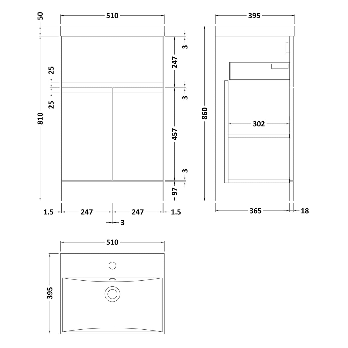 Hudson Reed Urban 500mm Freestanding Vanity Unit & Basin, 2 Doors, 1 Drawer Satin Green URB801D LD