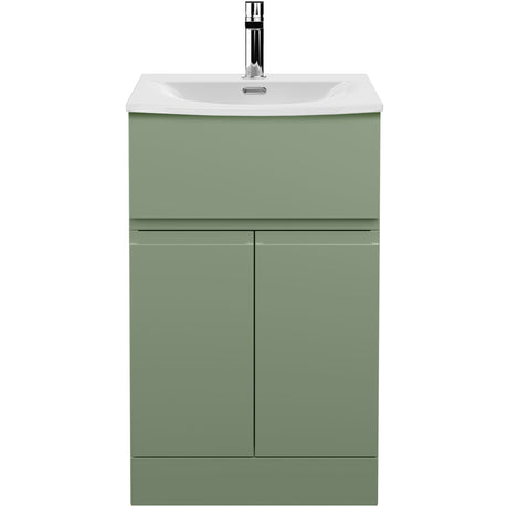 Hudson Reed Urban 500mm Freestanding Vanity Unit & Basin, 2 Doors, 1 Drawer Satin Green URB801G