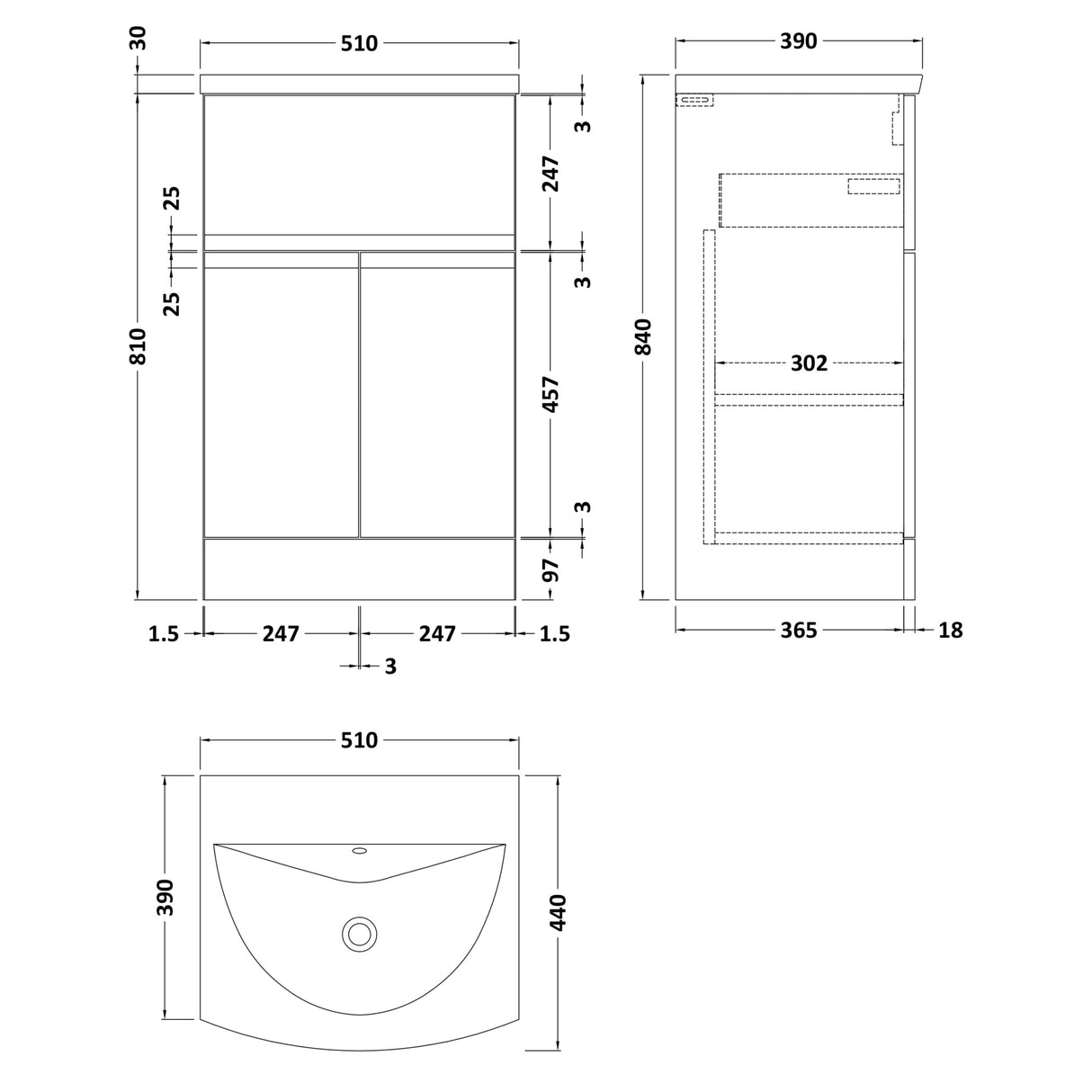 Hudson Reed Urban 500mm Freestanding Vanity Unit & Basin, 2 Doors, 1 Drawer Satin Green URB801G LD