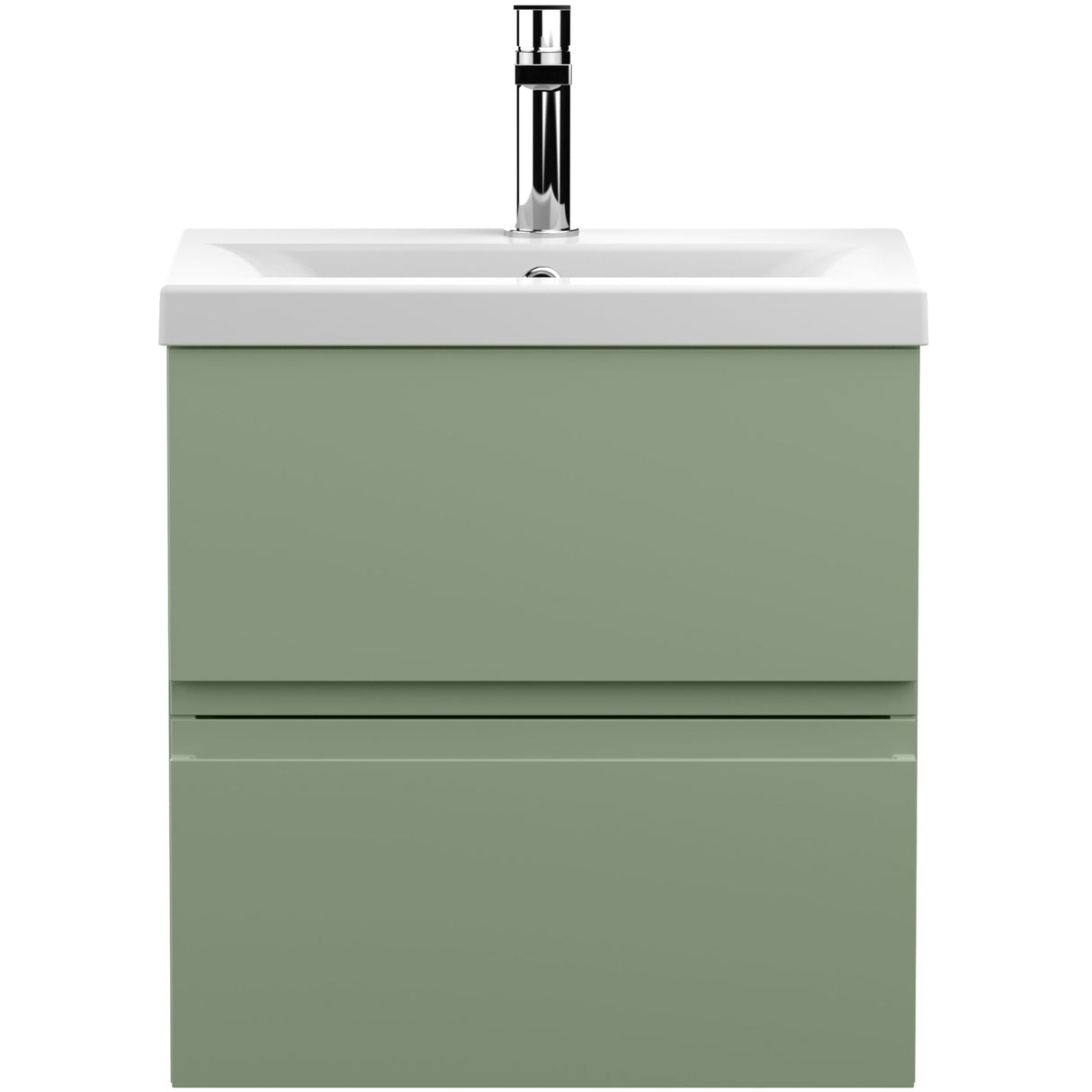 Hudson Reed Urban 500mm Wall Hung Vanity Unit & Basin, 2 Drawers Satin Green URB802A