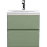Hudson Reed Urban 500mm Wall Hung Vanity Unit & Basin, 2 Drawers Satin Green URB802A