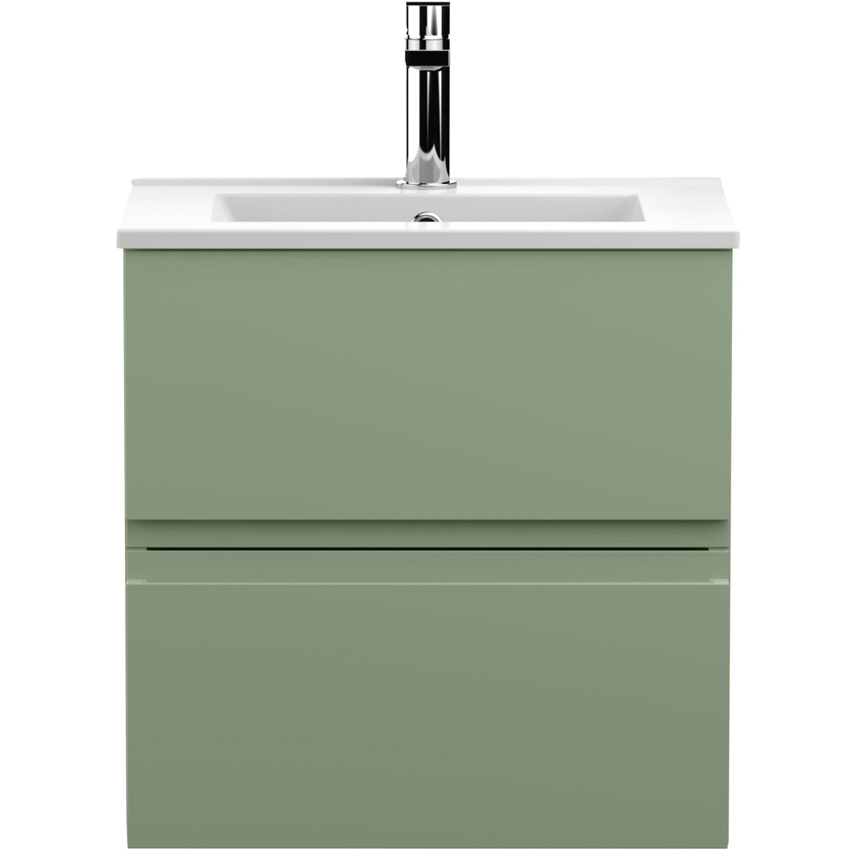Hudson Reed Urban 500mm Wall Hung Vanity Unit & Basin, 2 Drawers Satin Green URB802B