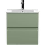 Hudson Reed Urban 500mm Wall Hung Vanity Unit & Basin, 2 Drawers Satin Green URB802B