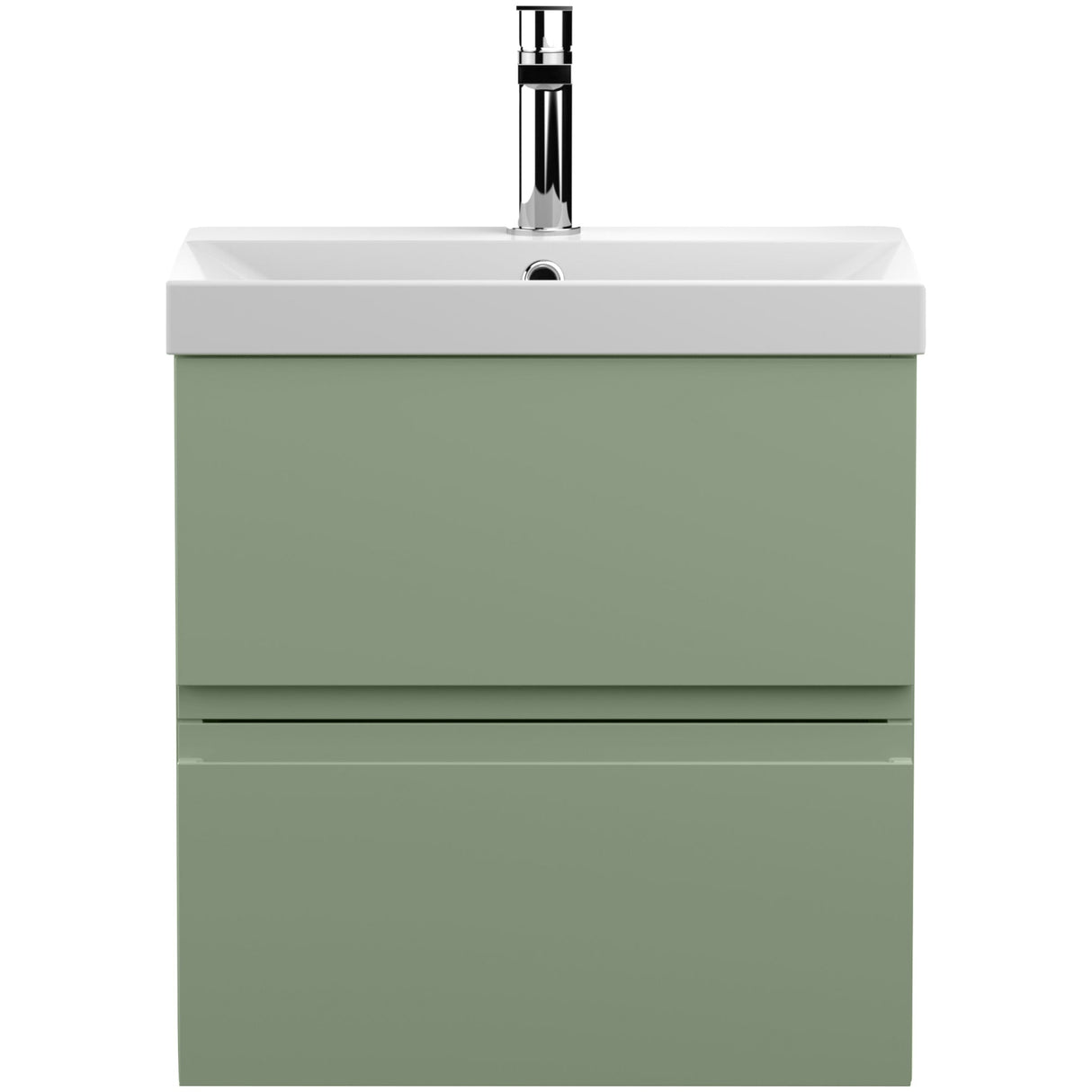 Hudson Reed Urban 500mm Wall Hung Vanity Unit & Basin, 2 Drawers Satin Green URB802D