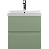 Hudson Reed Urban 500mm Wall Hung Vanity Unit & Basin, 2 Drawers Satin Green URB802D