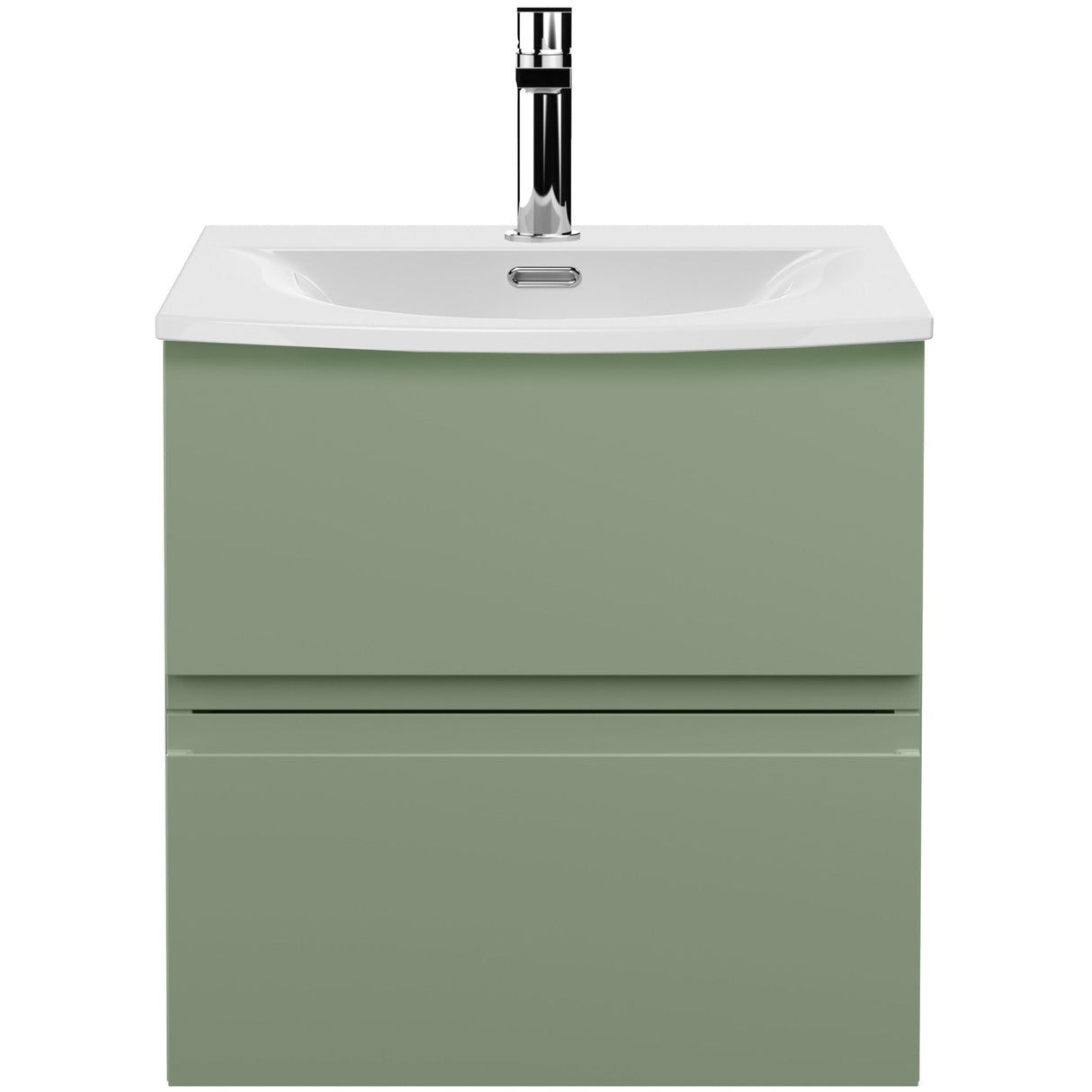 Hudson Reed Urban 500mm Wall Hung Vanity Unit & Basin, 2 Drawers Satin Green URB802G