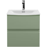 Hudson Reed Urban 500mm Wall Hung Vanity Unit & Basin, 2 Drawers Satin Green URB802G