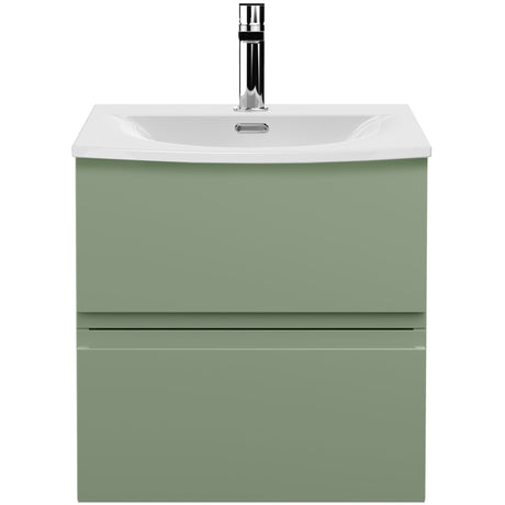 Hudson Reed Urban 500mm Wall Hung Vanity Unit & Basin, 2 Drawers Satin Green URB802G
