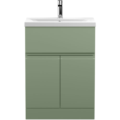 Hudson Reed Urban 600mm Freestanding Vanity Unit & Basin, 2 Doors, 1 Drawer Satin Green URB803A