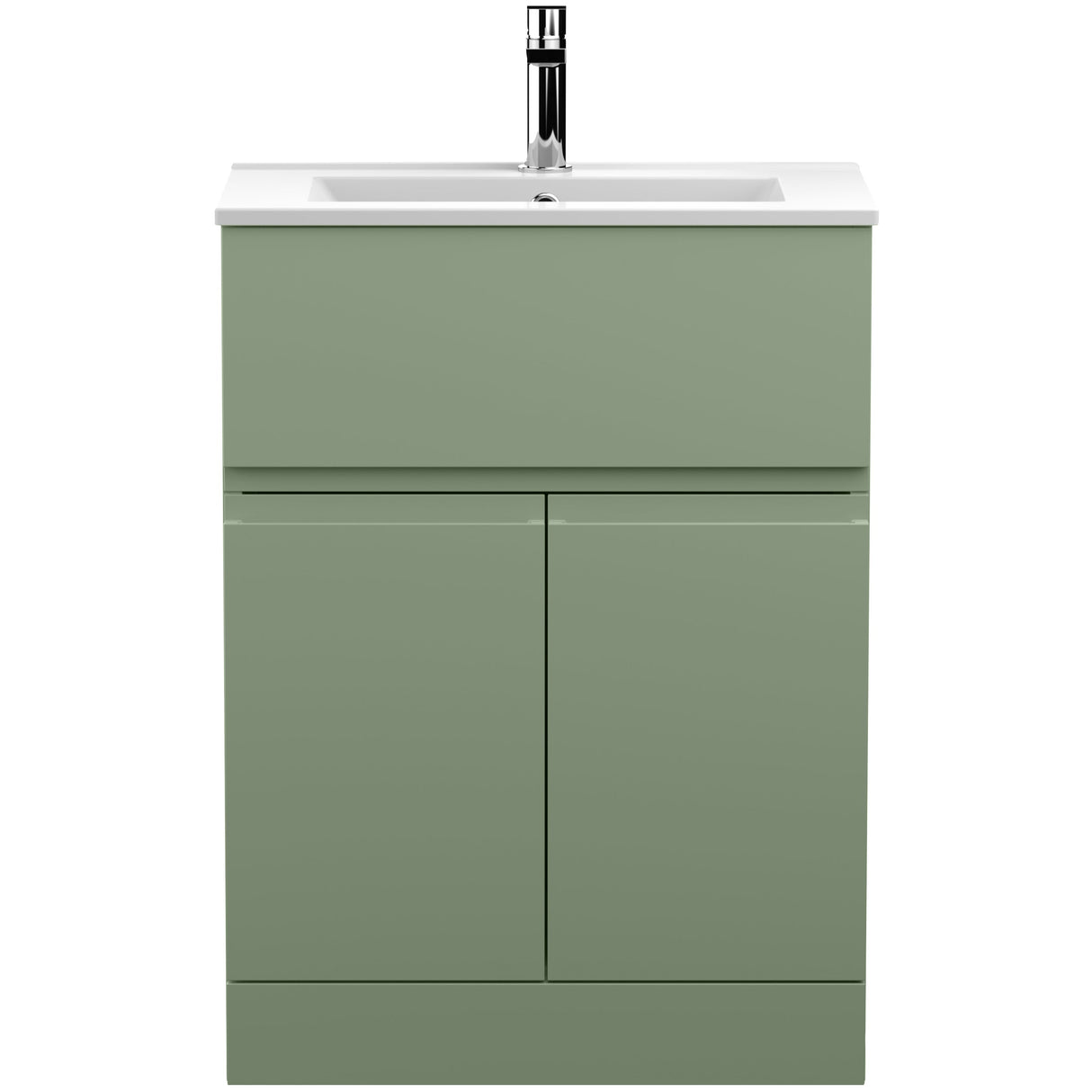 Hudson Reed Urban 600mm Freestanding Vanity Unit & Basin, 2 Doors, 1 Drawer Satin Green URB803B