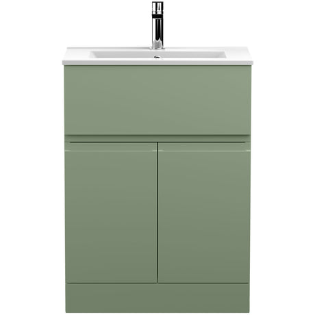 Hudson Reed Urban 600mm Freestanding Vanity Unit & Basin, 2 Doors, 1 Drawer Satin Green URB803B