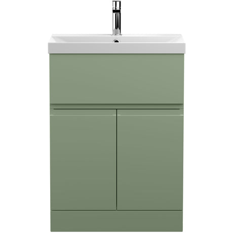 Hudson Reed Urban 600mm Freestanding Vanity Unit & Basin, 2 Doors, 1 Drawer Satin Green URB803D