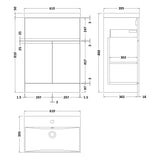 Hudson Reed Urban 600mm Freestanding Vanity Unit & Basin, 2 Doors, 1 Drawer Satin Green URB803D LD