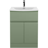 Hudson Reed Urban 600mm Freestanding Vanity Unit & Basin, 2 Doors, 1 Drawer Satin Green URB803G