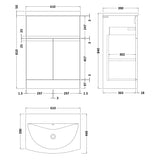Hudson Reed Urban 600mm Freestanding Vanity Unit & Basin, 2 Doors, 1 Drawer Satin Green URB803G LD