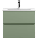Hudson Reed Urban 600mm Wall Hung Vanity Unit & Basin, 2 Drawers Satin Green URB804B