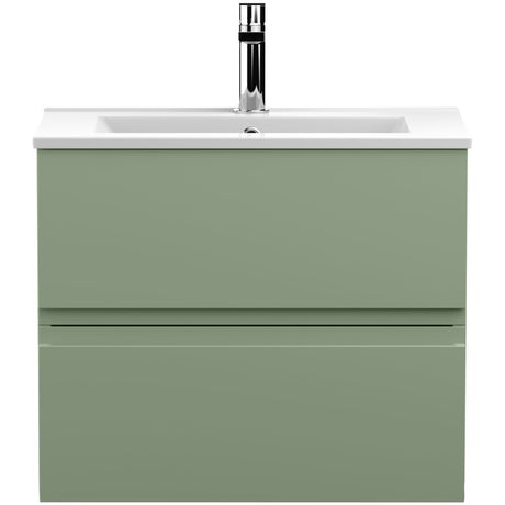 Hudson Reed Urban 600mm Wall Hung Vanity Unit & Basin, 2 Drawers Satin Green URB804B
