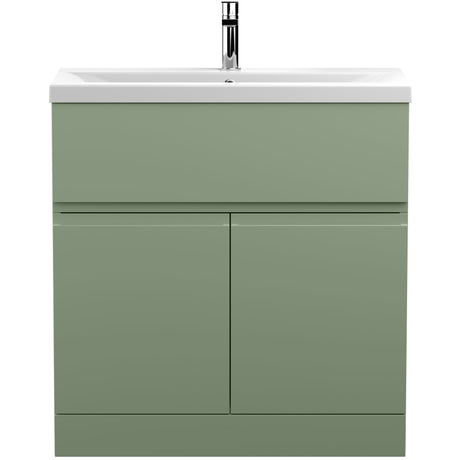Hudson Reed Urban 800mm Freestanding Vanity Unit & Basin, 2 Doors, 1 Drawer Satin Green URB805A
