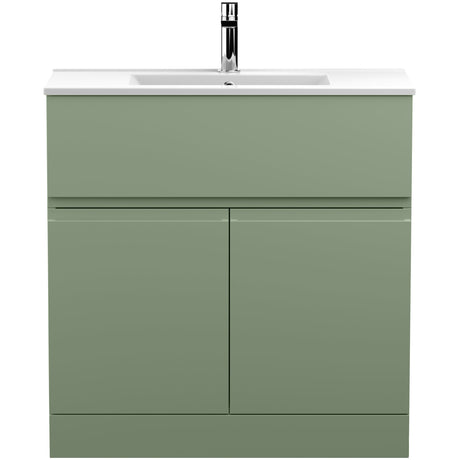 Hudson Reed Urban 800mm Freestanding Vanity Unit & Basin, 2 Doors, 1 Drawer Satin Green URB805B
