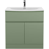 Hudson Reed Urban 800mm Freestanding Vanity Unit & Basin, 2 Doors, 1 Drawer Satin Green URB805G