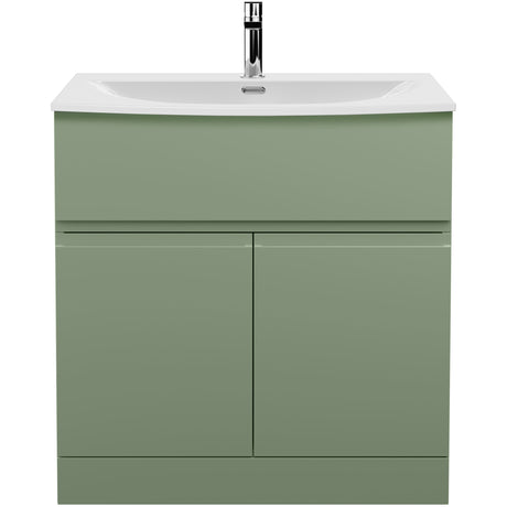 Hudson Reed Urban 800mm Freestanding Vanity Unit & Basin, 2 Doors, 1 Drawer Satin Green URB805G